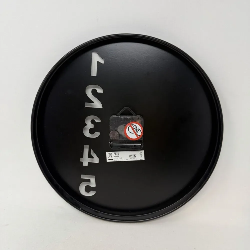 *READ* Vintage 1999 Ikea FEJS Wall Clock: Black Steel with Cutout Numbers